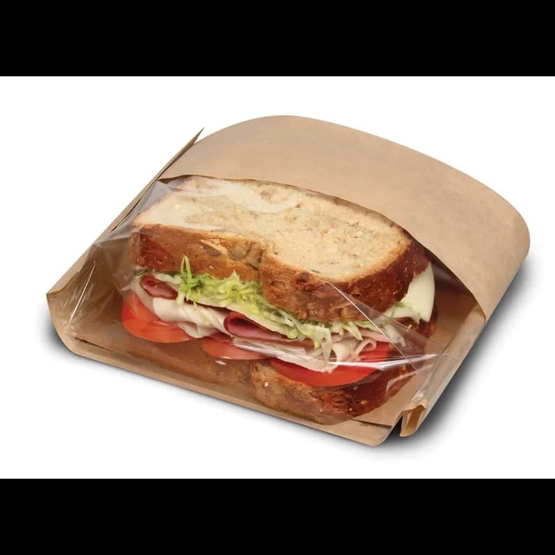 Bagcraft® Dubl View ToGo!® Hoagie & Sub Bag 5.75X2.75X10.5 IN Wax Coated Paper PET Kraft With Tray With Window 250/Case