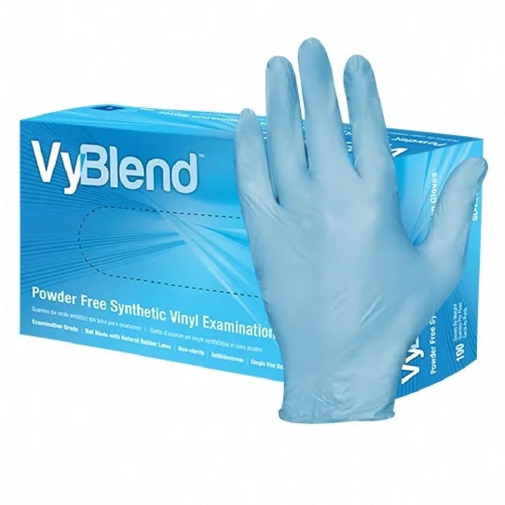 Safety Zone® Examination Gloves Medium (MED) Blue 3MIL Synthetic Vinyl Powder-Free Beaded Cuff 100 Count/Box 10 Box/Case