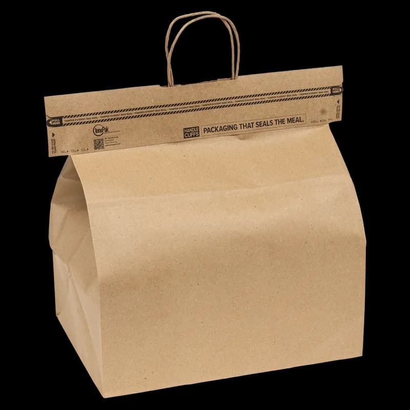 Handle Cuffs™ Bag Seal 16 IN Paper Kraft With Tamper-Evident Closure 250/Case