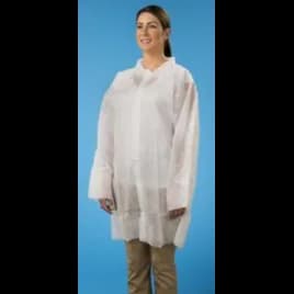 Lab Coat White PP Snap Front Elastic Wrists 25/Case
