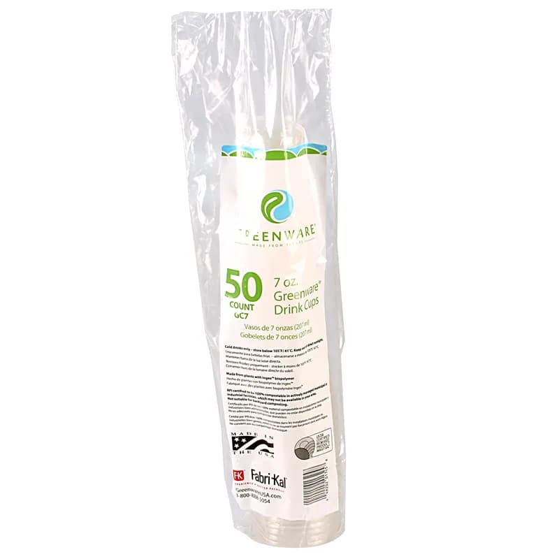 Greenware® Cold Cup 7 OZ PLA Clear Stock Print 1000/Case