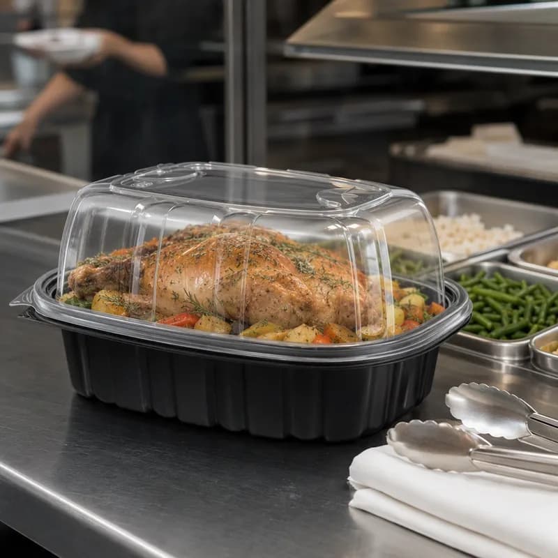 Nature's Best Roaster Base & Lid Combo With Dome Lid XL PP Black 150/Case