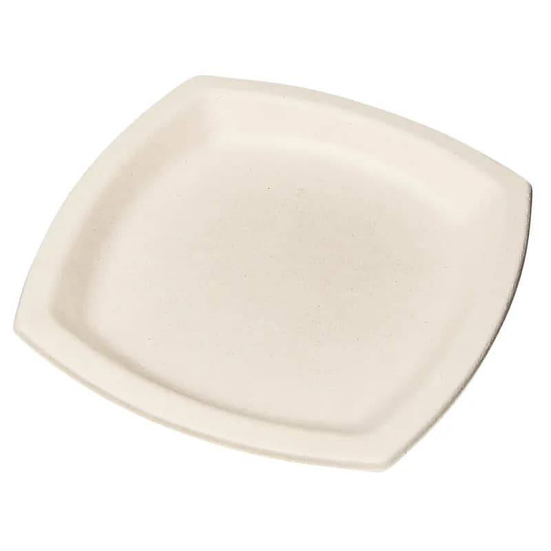 Dart® Plate 6.7X6.7X0.627 IN Fiber Blend Natural Square Microwave Safe 125 Count/Pack 8 Packs/Case 1000 Count/Case