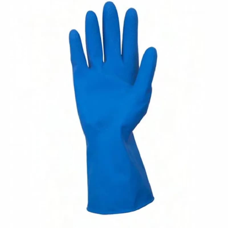 Safety Zone® Gloves Medium (MED) 12 IN Blue 16MIL Latex Flock Lined Chemical Resistant Rolled Cuff Diamond Grip 120/Case
