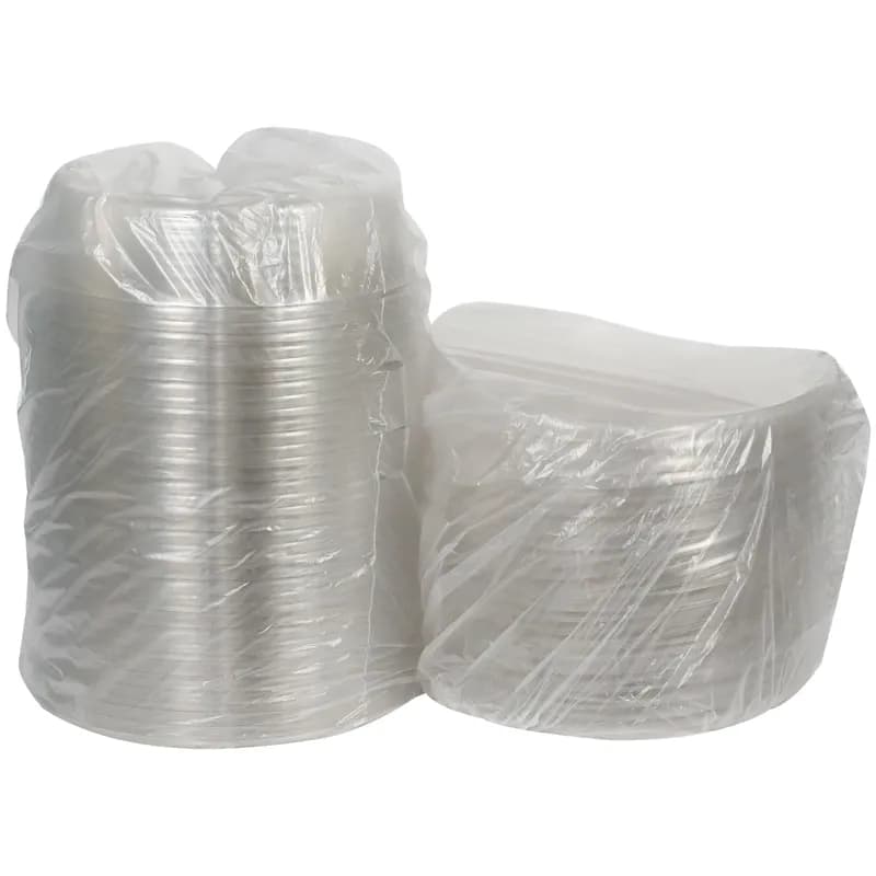 Deli Container Base & Lid Combo With Flat Lid 10.25X1.5 IN 4 Compartment PET Clear Round With Sauce Compartment 72/Case