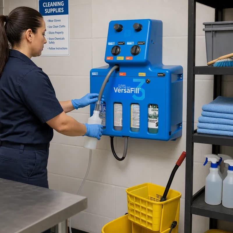 Clean on the Go® VersaFill® Chemical Management System 4 Product Plastic Blue Wall Mount, Locking 1/Each