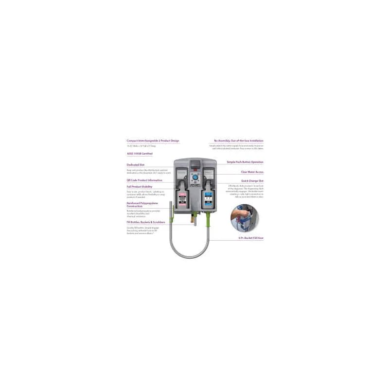 Arsenal® One QC - Quick Change Dispenser - E Gap Chemical Dispensing System Plastic Wall Mount 2-Product System 1/Each