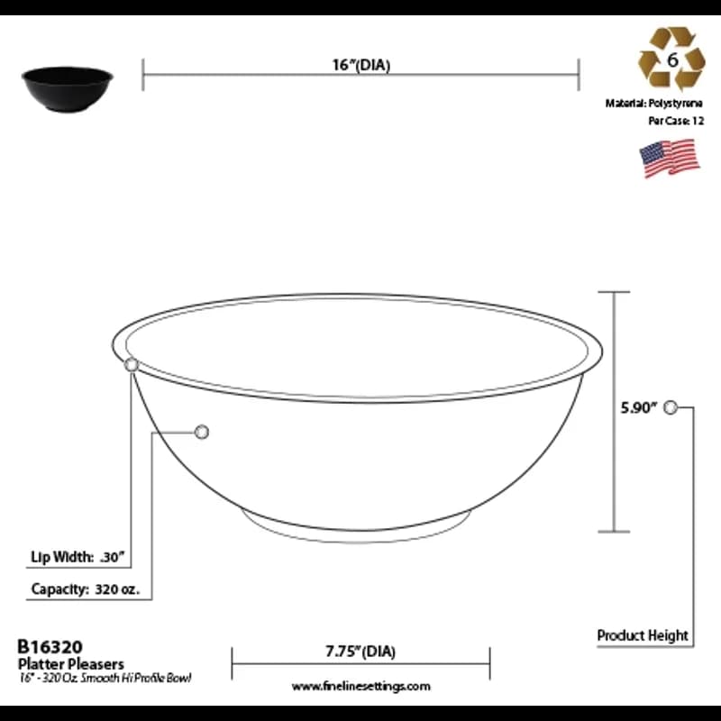 Serving Bowl 320-384 OZ Plastic Clear 12/Case