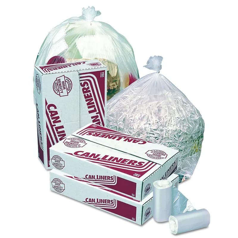 Can Liner 43X48 IN Natural HDPE 16MIC Roll Perforated 25 Count/Roll 8 Rolls/Case