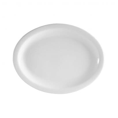 Clinton Super Platter 11.5 IN Porcelain Oval Narrow Rim Dual Ovenable Dishwasher Safe 12/Case