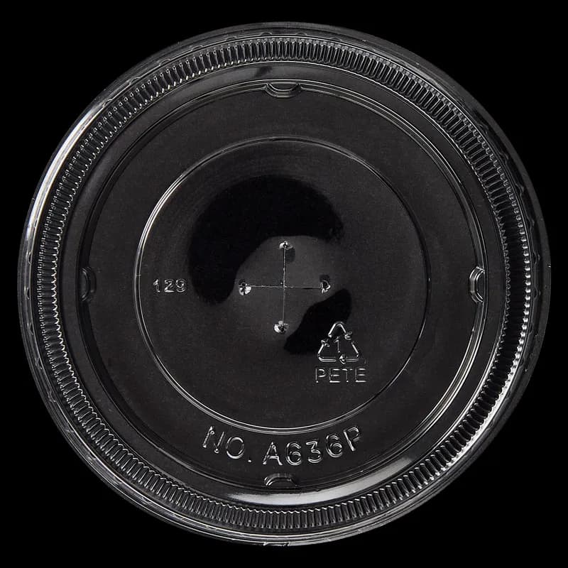 Victoria Bay Lid Flat 107MM 4.21 IN PET Clear Printed Round For 32 OZ Cold Cup Straw Slot 500/Case