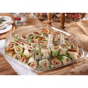 Victoria Bay Serving Tray Base & Lid Combo 16X16 IN PET Clear Square 25/Case