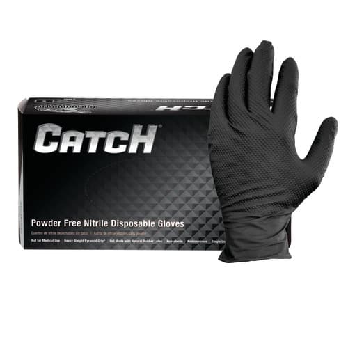 Safety Zone® Gloves Large (LG) Black 9MIL Nitrile Powder-Free Pyramid Grip® Beaded Cuff 100 Count/Box 10 Box/Case