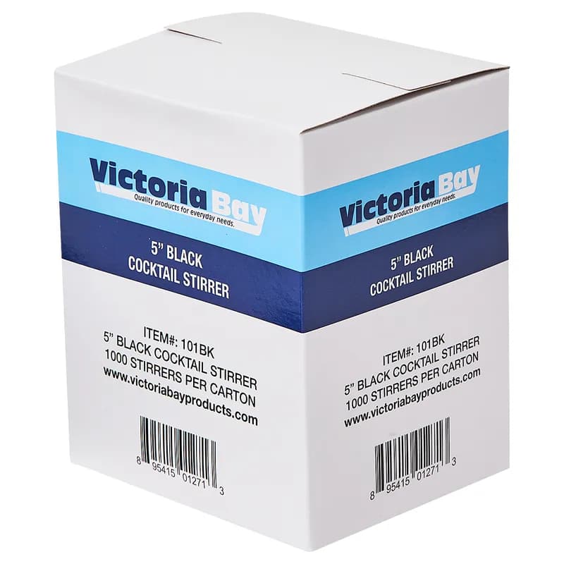 Victoria Bay Cocktail Stirrer 5 IN PP Black Unwrapped Hollow 1000 Count/Pack 10 Packs/Case 10000 Count/Case
