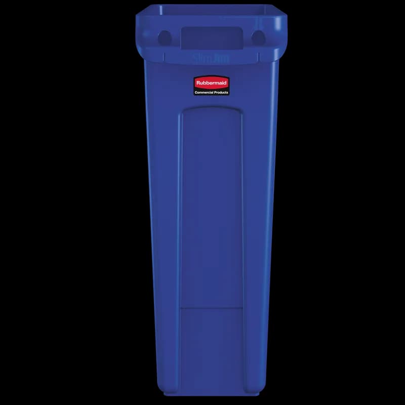 Slim Jim® 1-Stream Trash Can 22X11X30 IN 23 GAL Blue Resin Vented With Logo 1/Each