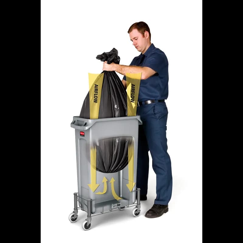 Slim Jim® 1-Stream Trash Can 22X11X30 IN 23 GAL Blue Resin Vented With Logo 1/Each