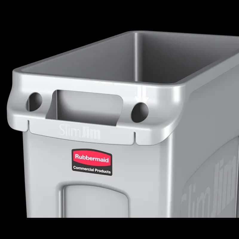 Slim Jim® 1-Stream Trash Can 22X11X30 IN 23 GAL Blue Resin Vented With Logo 1/Each