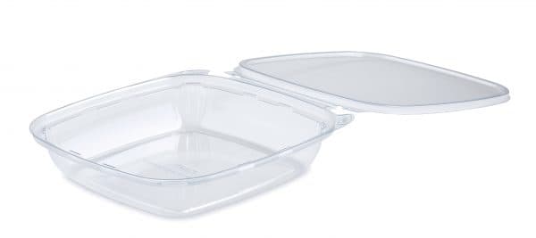 Salad Take-Out Container Hinged With Flat Lid 8.9X8.7X1.7 IN PET Clear Tamper-Evident 160/Case