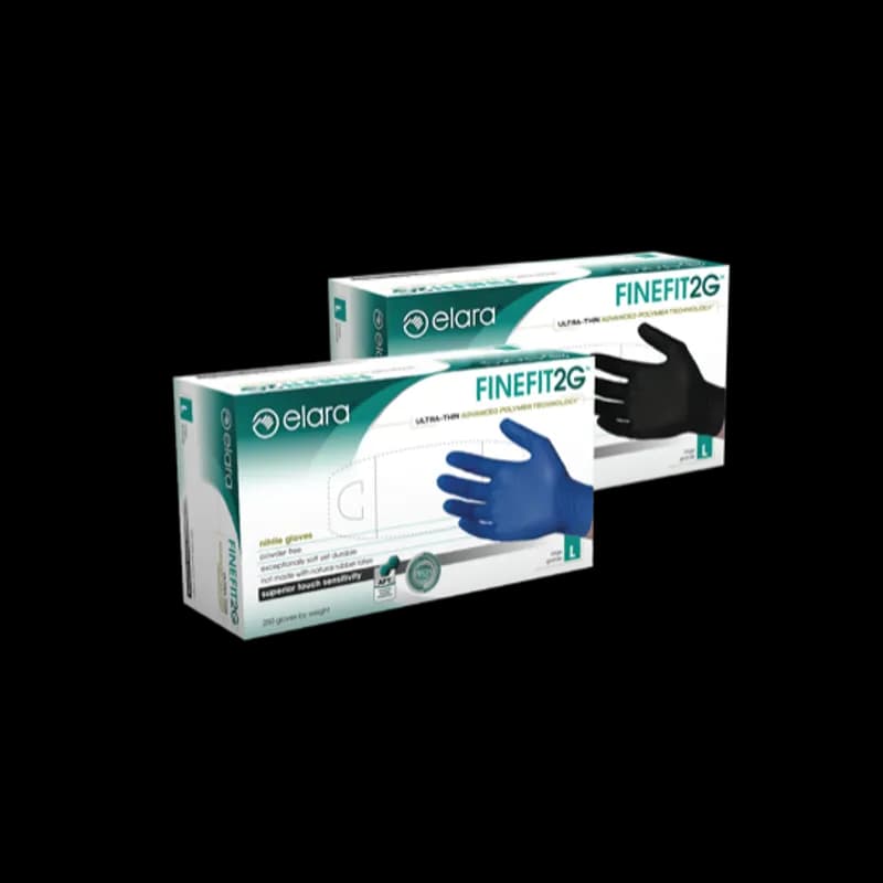 FINEFIT2G Gloves Medium (MED) Black Lightweight Nitrile Powder-Free 1000/Case