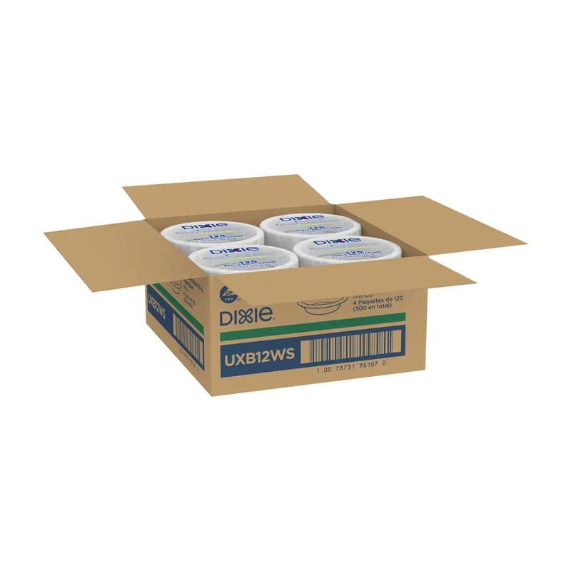Dixie® Bowl 12 OZ Paper White Medium Weight 125 Count/Pack 4 Packs/Case 500 Count/Case