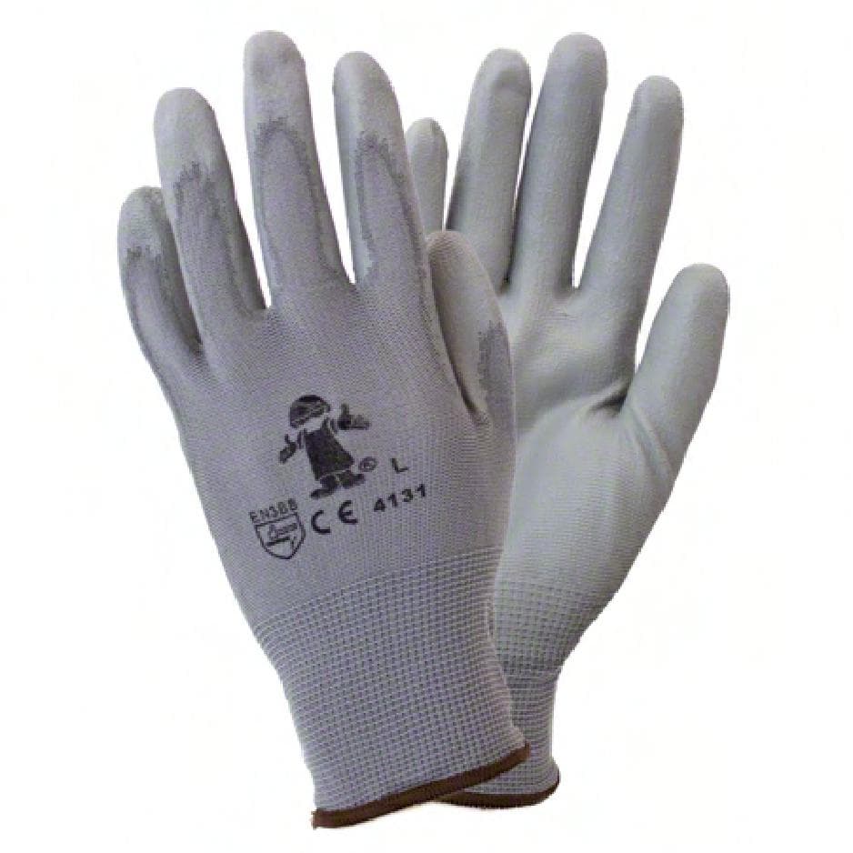 Safety Zone® Gloves Small (SM) Gray Polyurethane Foam-Coated Knit Palm & Fingertips Flex Grip 12 Count/Pack 6 Packs/Case