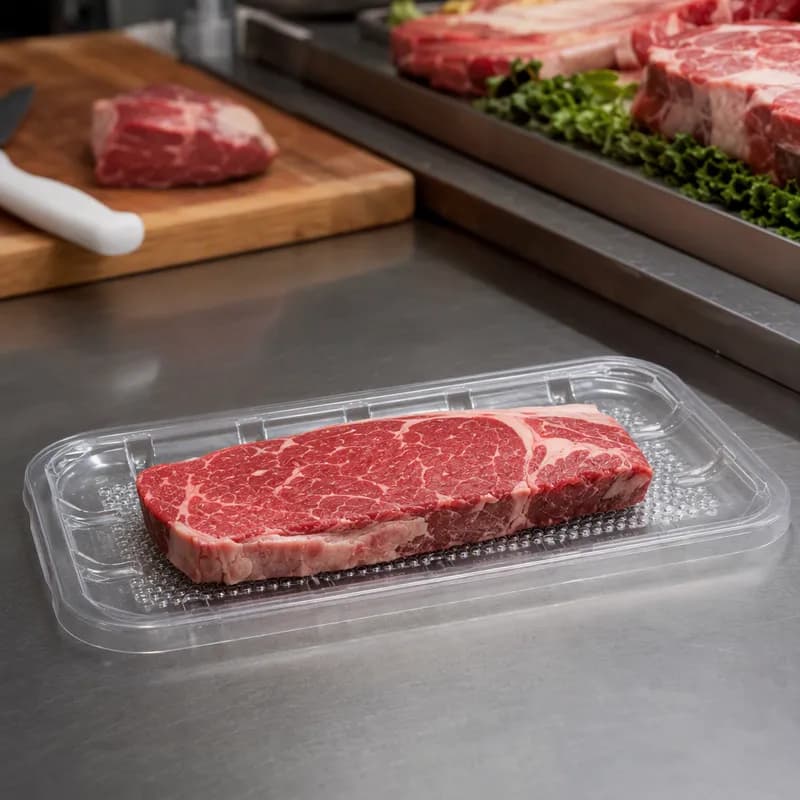 EZ-Tray 10S Meat Tray 10.75X5.75X0.51 IN APET Shallow Clear Rectangle Honeycomb 300/Case