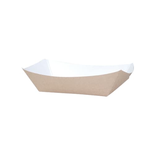 Food Tray 1 LB Clay-Coated Paperboard Kraft White Rectangle 1000/Case