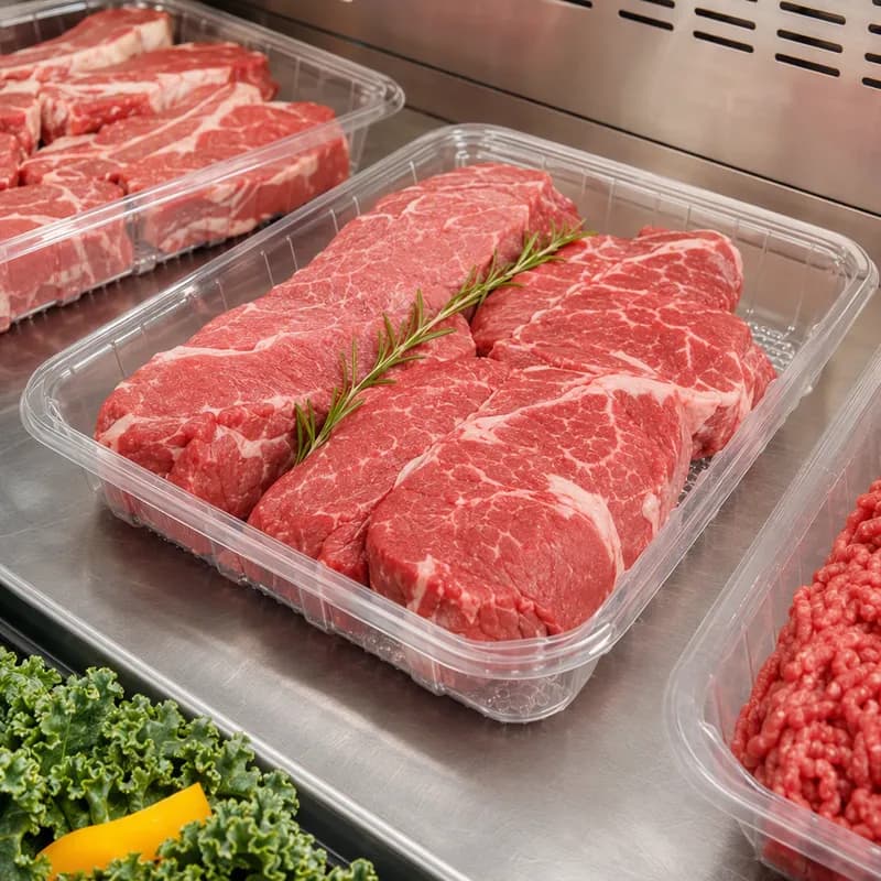 EZ-Tray 8D Meat Tray 10.25X8.25X1.25 IN APET Deep Clear Rectangle Honeycomb 200/Case
