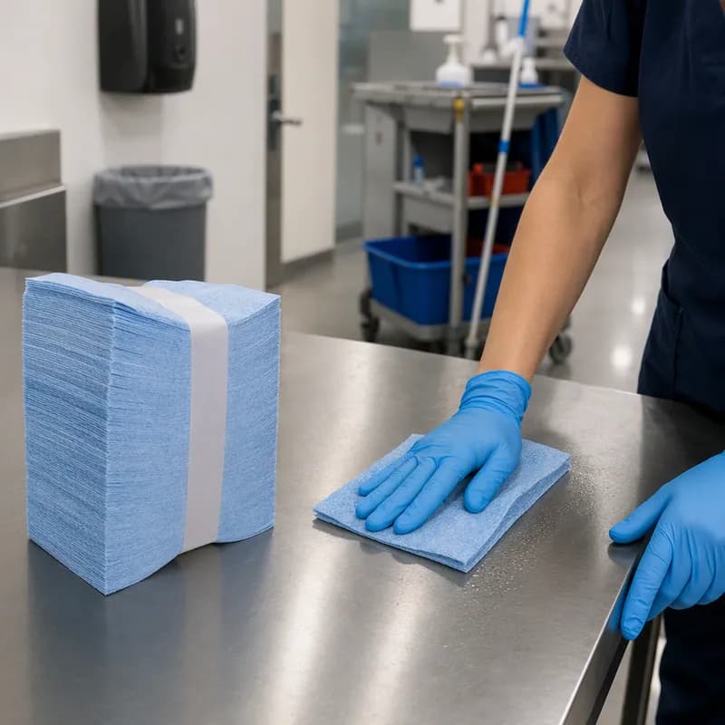 ContecClean Cleaning Wipe 12X13 IN Non-Wvn Plystr/Polypropylene Blend Blue 1/4 Fld Bnd Stckd Hydrophilic 500 Count/Case