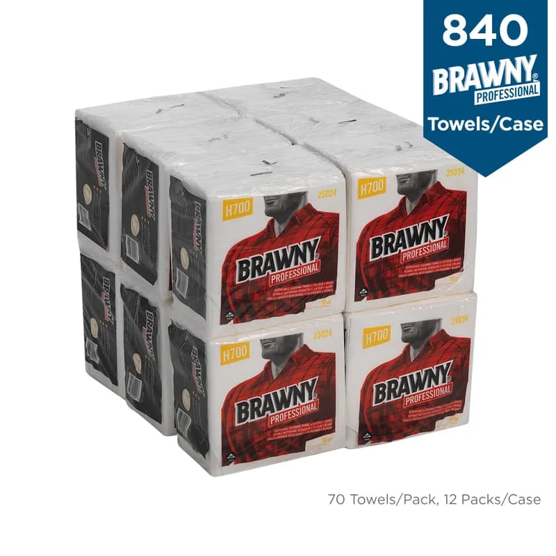Brawny® Professional H700 Cleaning Towel 13X12 IN White 1/4 Fold 70 Sheets/Pack 12 Packs/Case 840 Count/Case