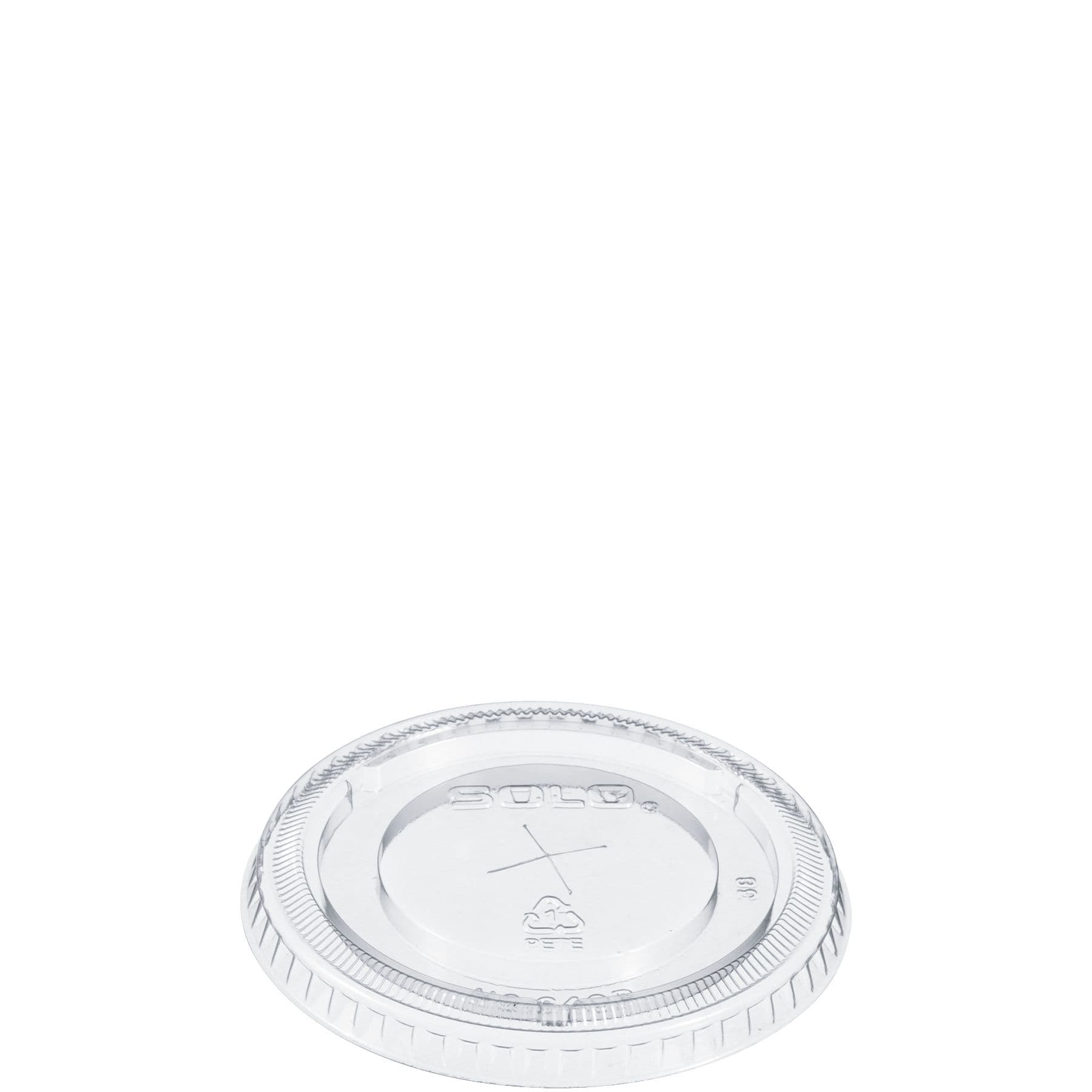 Dart® Lid Flat 3.413X0.358 IN PET Clear For 3.5 OZ Cold Cup With Hole Freezer Safe 100 Count/Pack 25 Packs/Case
