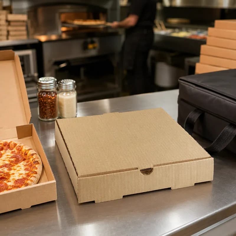 Victoria Bay Pizza Box 12X12X1.625 IN Corrugated Cardboard Kraft Plain B-Flute 50/Bundle