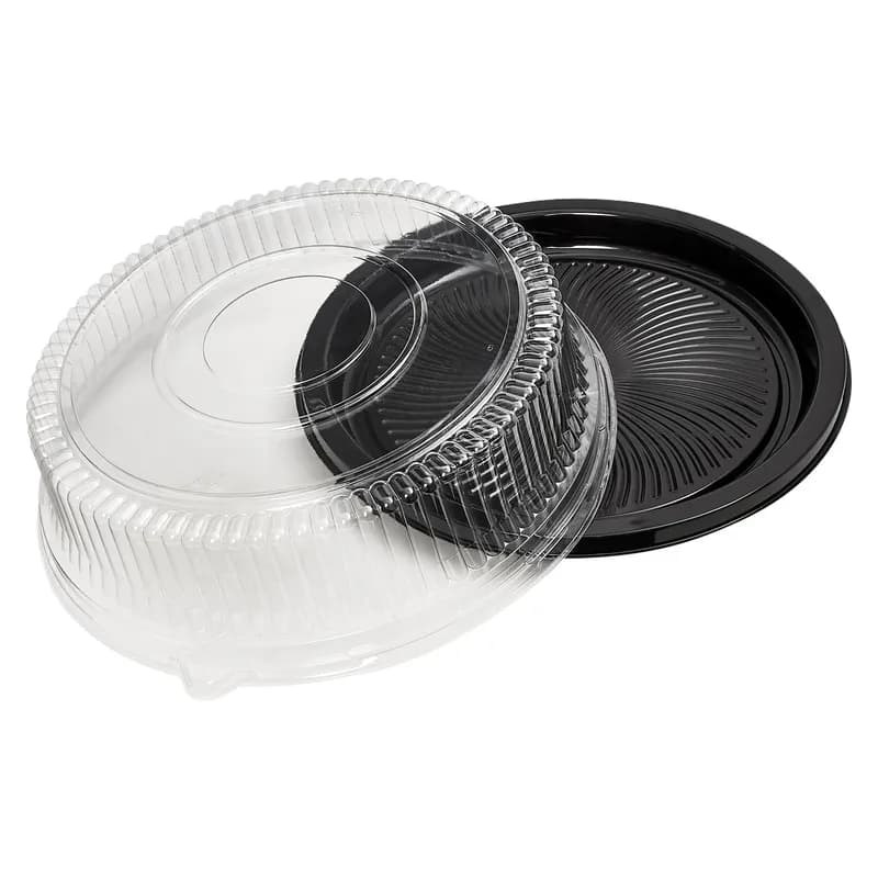 Victoria Bay Catering Tray Base With High Dome Lid 16 IN PET Black Clear Round 25/Case