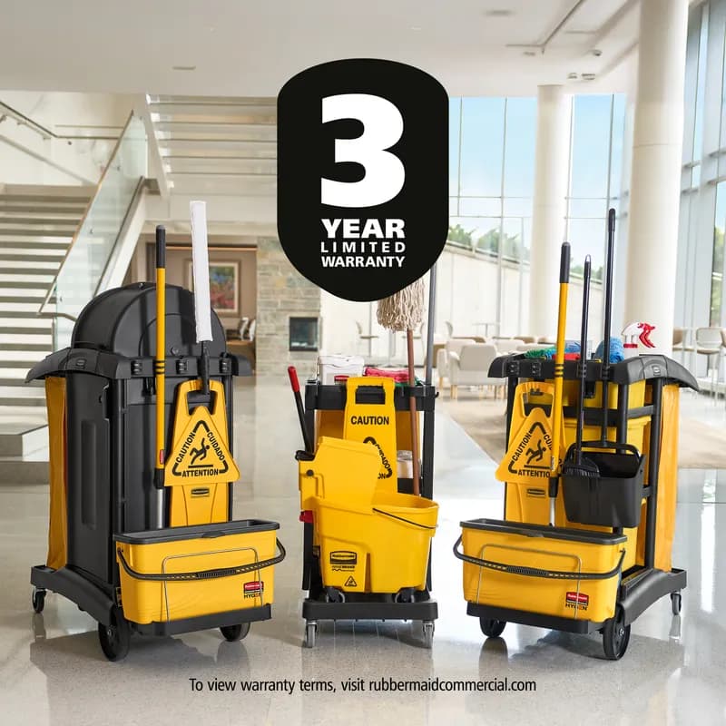 Janitorial Cleaning Cart Black Yellow High Security 1/Each