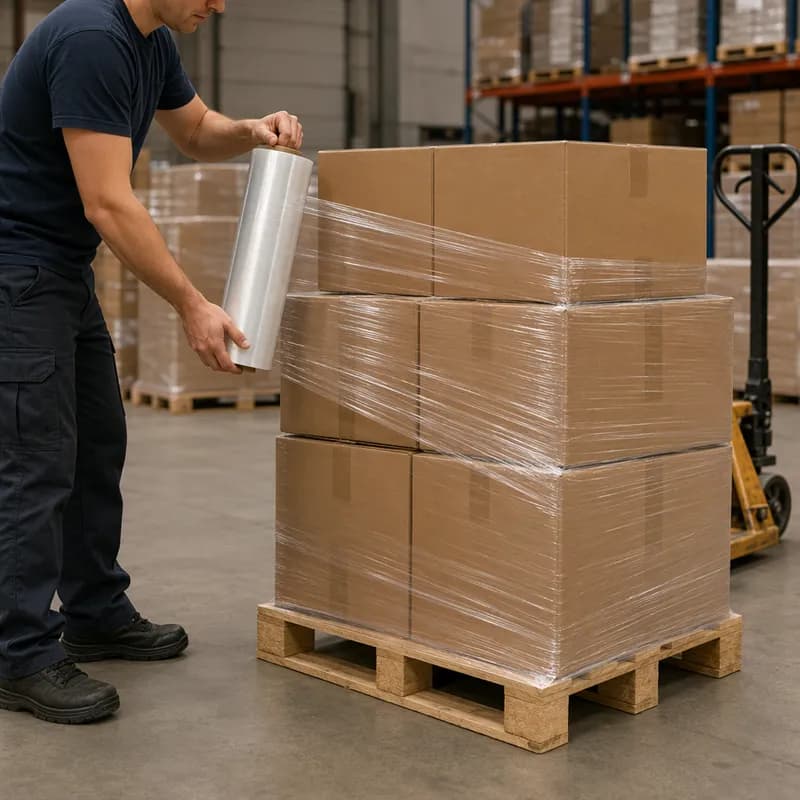 Pallet Film 18IN X1500FT Clear Cast Film 80GA Blown 4 Rolls/Case 48 Cases/Pallet