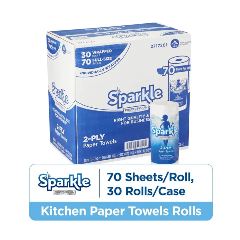 SPARKLE PROFESSIONAL SERIES® Household & Kitchen Roll Paper Towel 2PLY White Perforated 30 Rolls/Case