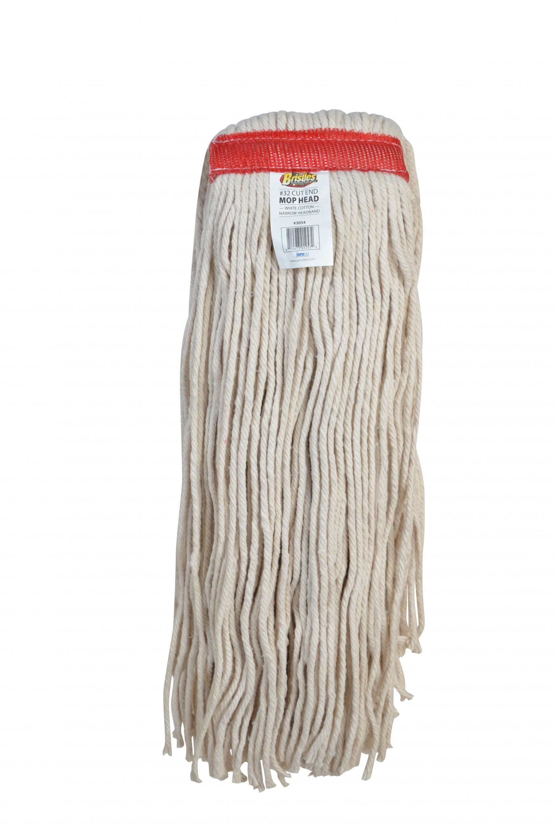 Mop Head #32 White Cotton 4PLY Cut End 1IN Narrow Headband 1/Each