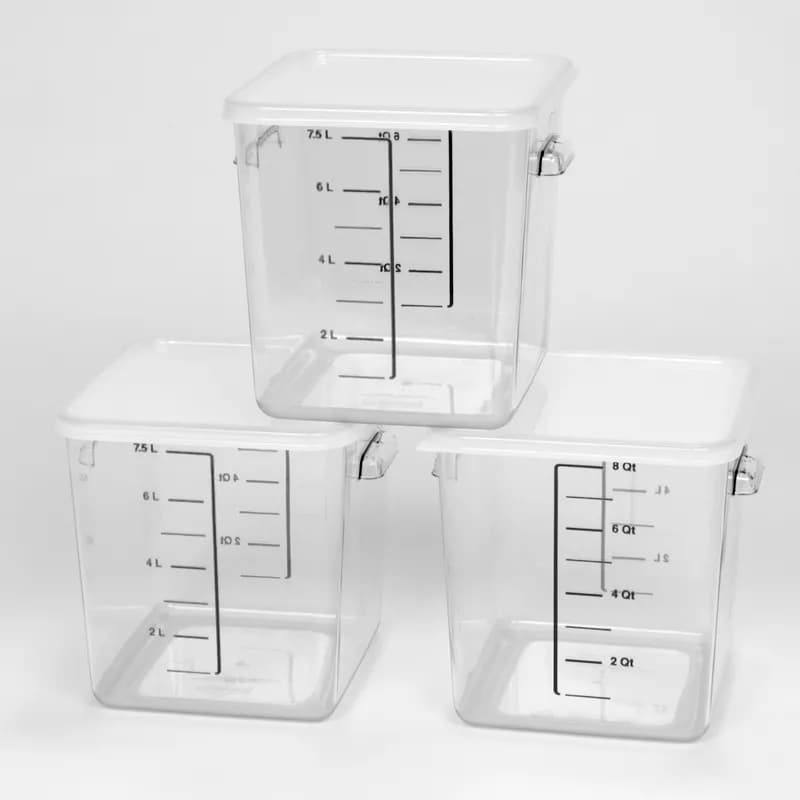 Food Storage Container 8.75X8.80X8.75 IN 8-7.6 QT Clear Square PC Space Saving 6/Each