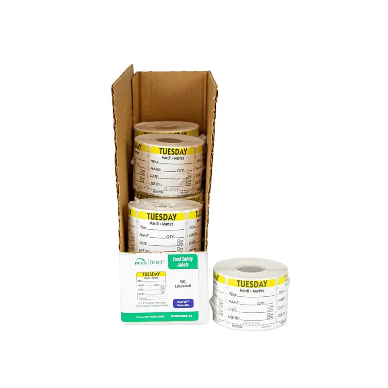 Tuesday Label 2X2 IN Trilingual 500 Count/Roll 12 Rolls/Case 1 Count/Case
