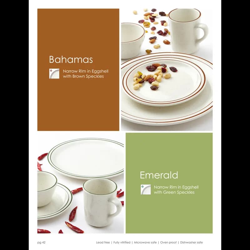 Bahamas Plate 9 IN China Eggshell Brown Round Narrow Rim Speckled Fully Vitrified 24/Case