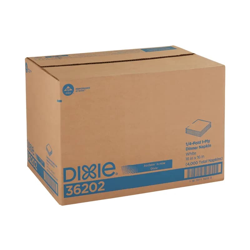 Dixie® Dinner Napkins 16X16 IN White 1PLY 1/4 Fold 500 Sheets/Pack 20 Packs/Case 4000 Sheets/Case