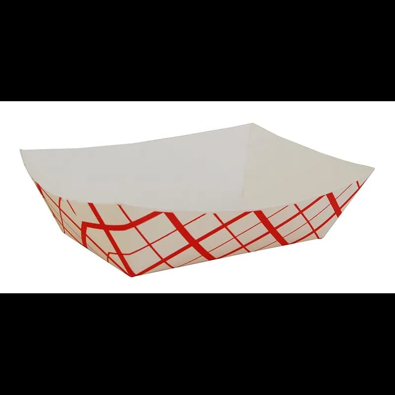 Food Tray 3 LB Clay-Coated Paperboard Red White Check 500/Case