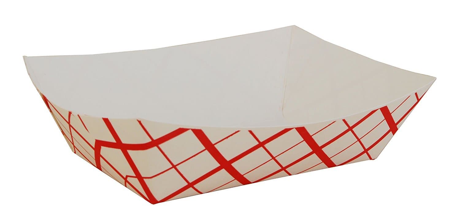 Food Tray 3 LB Clay-Coated Paperboard Red White Check 500/Case
