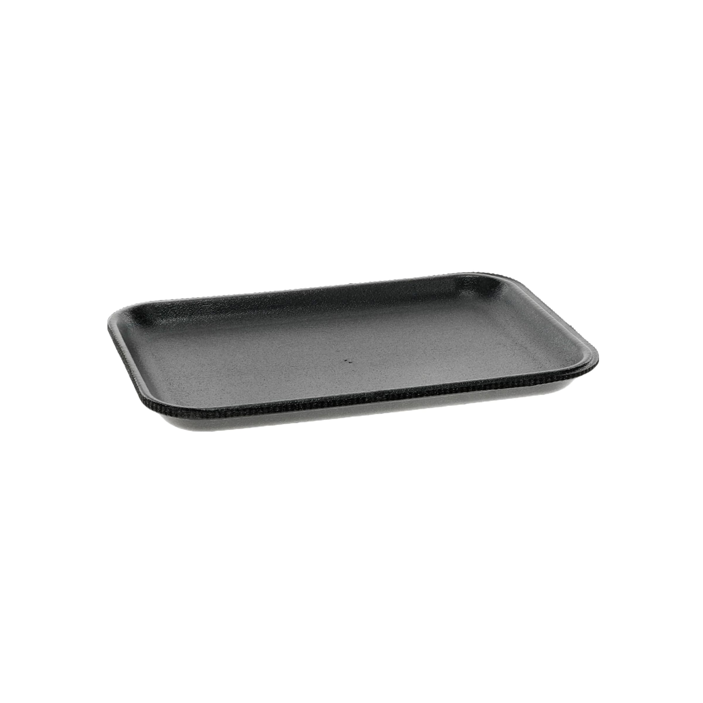 2S Supermarket Tray 8.2X5.7X0.65 IN 1 Compartment Polystyrene Foam Black Rectangle 500/Case