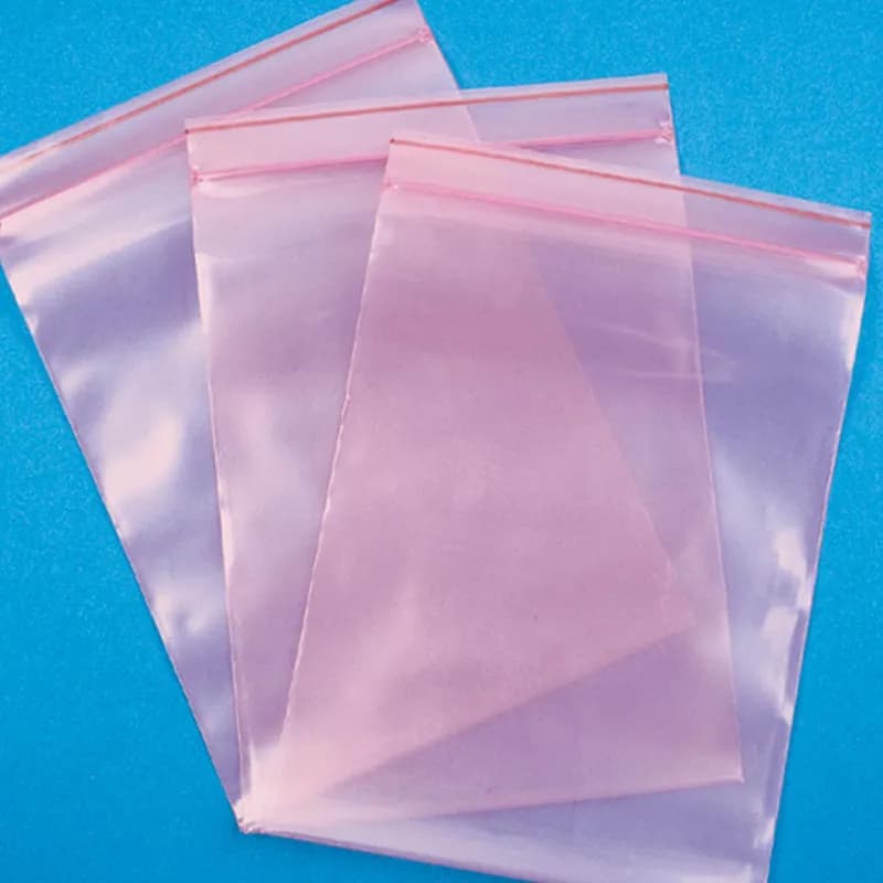 Poly Bag 2.5X3 IN Pink LDPE 4MIL With Seal Top Closure Anti-Static 1000/Case