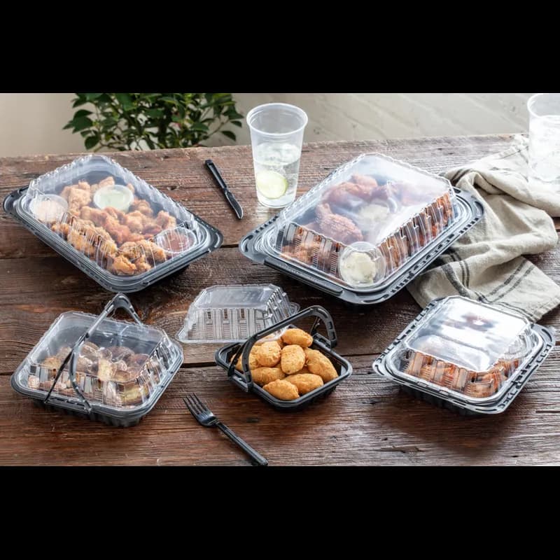 Chicken Barn & Lunch Box 8 OZ 13.3X8.4X4 IN MFPP OPS Black Clear Vented 105/Case