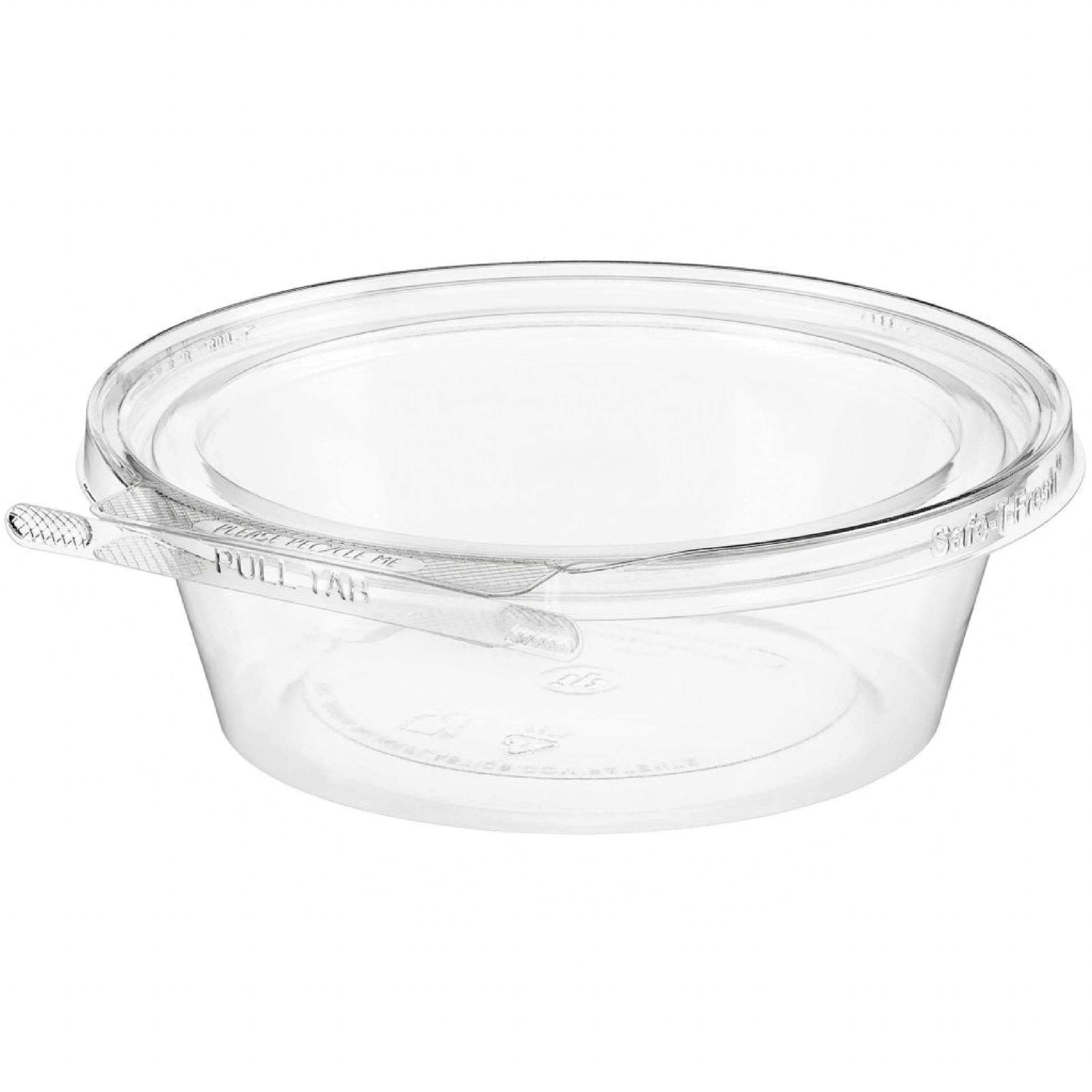 Safe-T-Fresh® Deli Container Hinged 24 OZ RPET Clear Round Tamper-Evident Tamper-Resistant 168/Case
