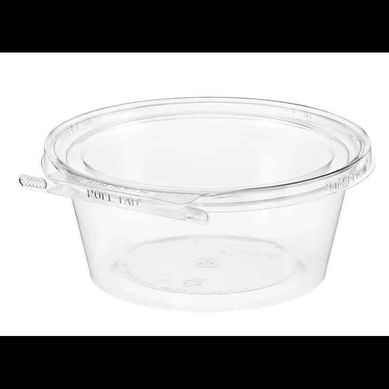 Safe-T-Fresh® Deli Container Hinged 32 OZ RPET Clear Round Tamper-Evident Tamper-Resistant 168/Case
