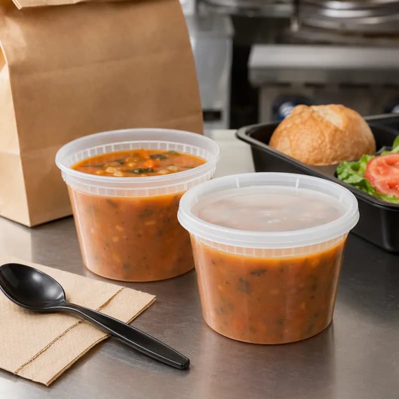 Victoria Bay Soup Deli Container Base & Lid Combo With Polyethylene (PE) Lid 12 OZ PP 240/Case