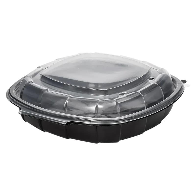 Victoria Bay Take-Out Container Hinged 10X10X2.5 IN PP Black Clear Square 148/Case